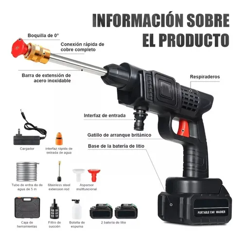 Combo Power Clean 2 en 1: Hidrolavadora Inalámbrica + Aspiradora Portátil